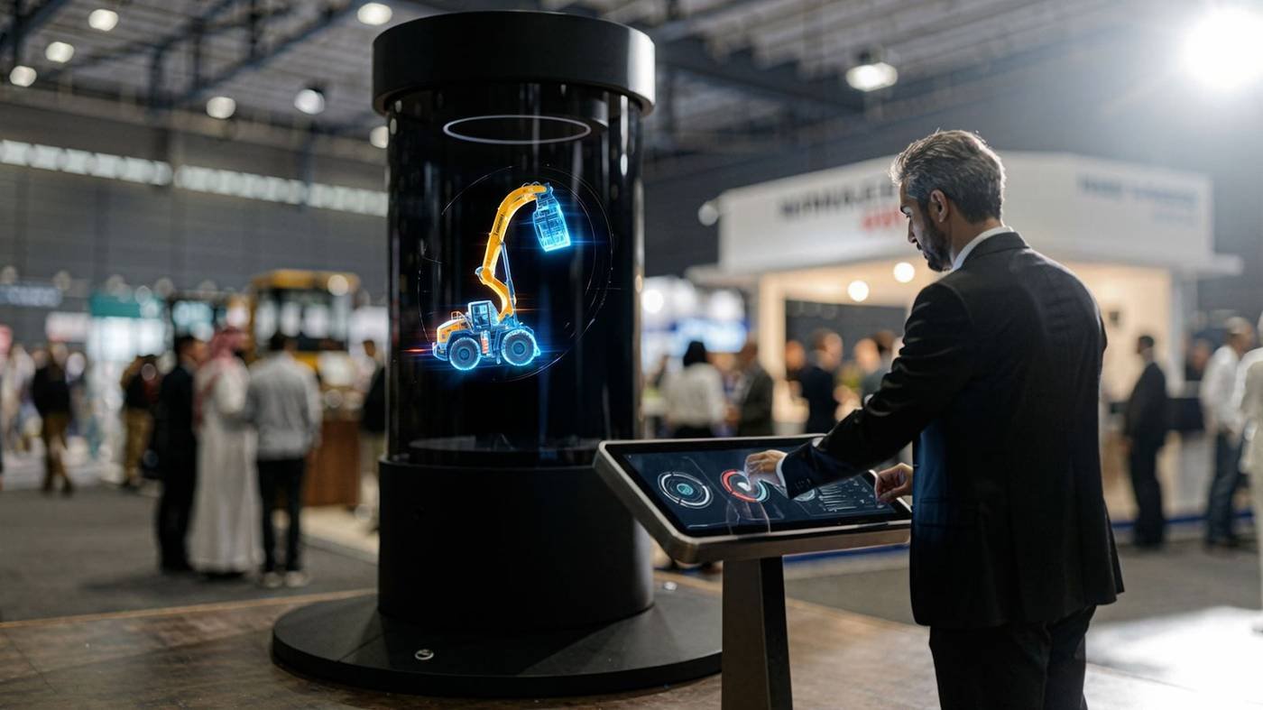 Cylindrical holographic display installed at HEC Dhahran Expo