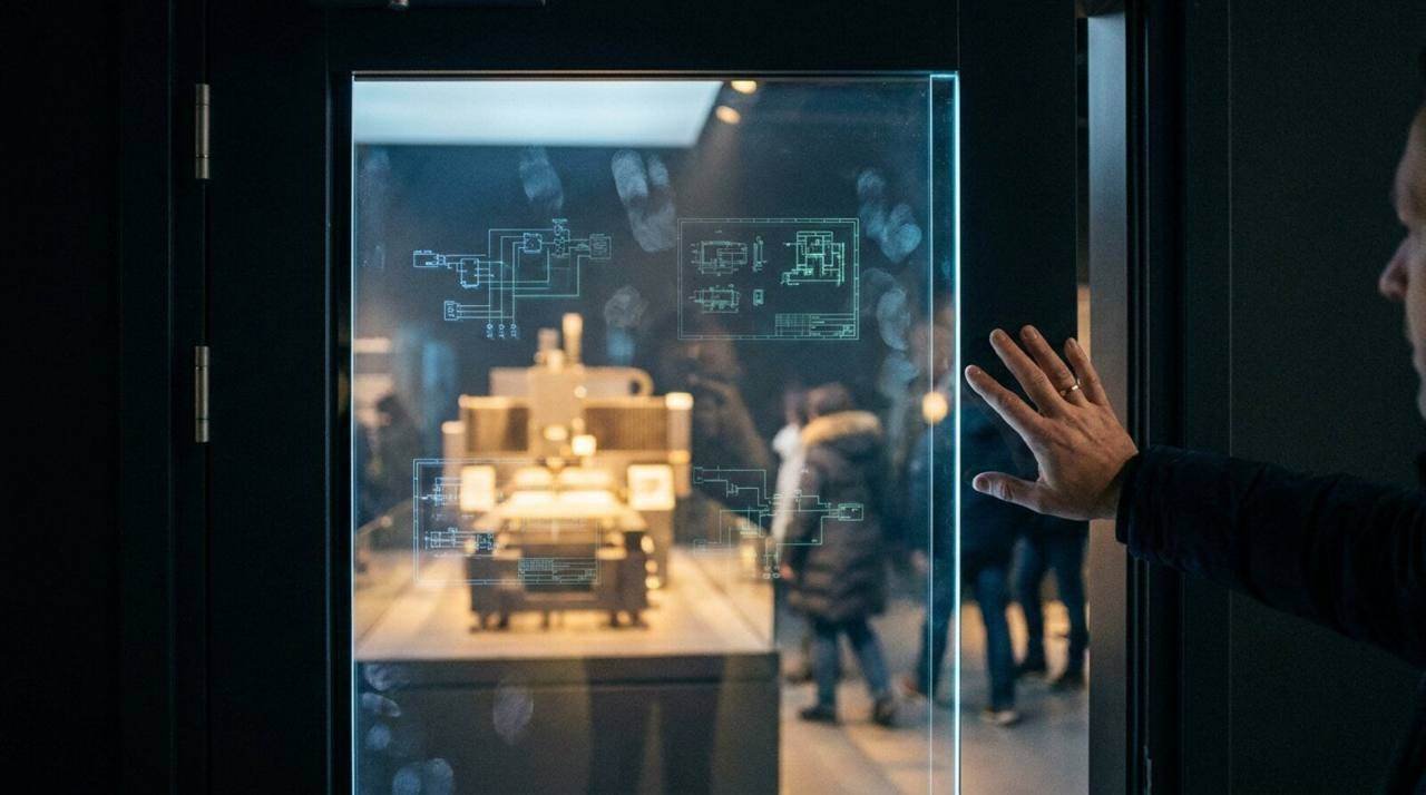 AURORA, Transparent OLED Walk-Through, shown deployed in an event environment
