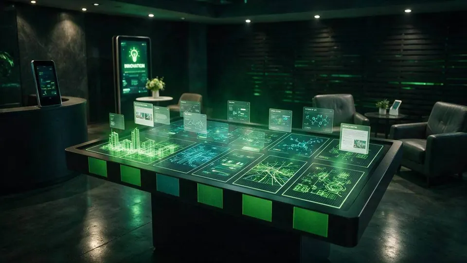NEXUS, Multi-user Touch Tables, shown deployed in an event environment