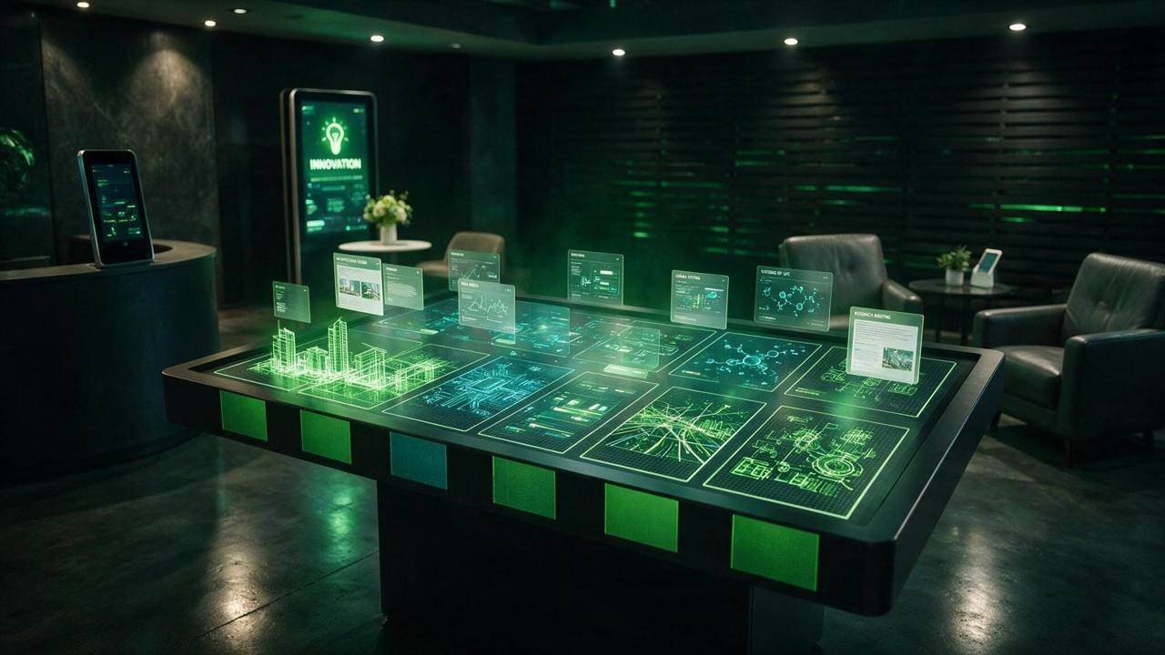 NEXUS, Multi-user Touch Tables, shown deployed in an event environment