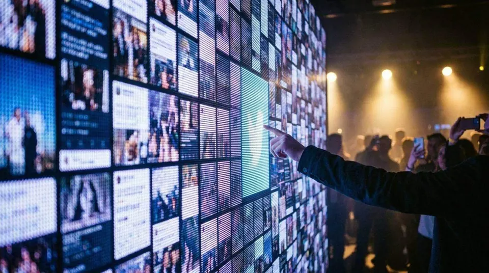 MOSAIC, Live Social Media Wall, shown deployed in an event environment