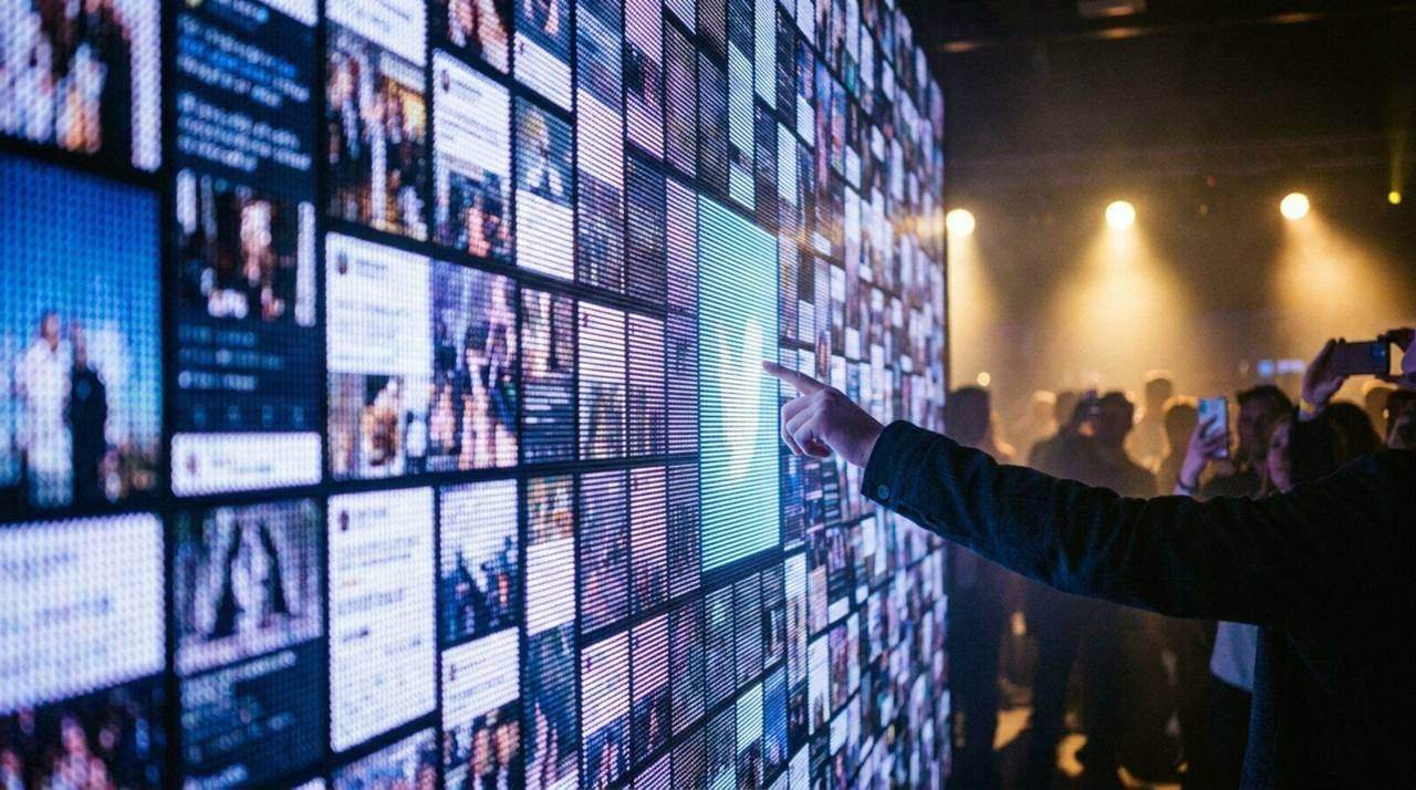 MOSAIC, Live Social Media Wall, shown deployed in an event environment