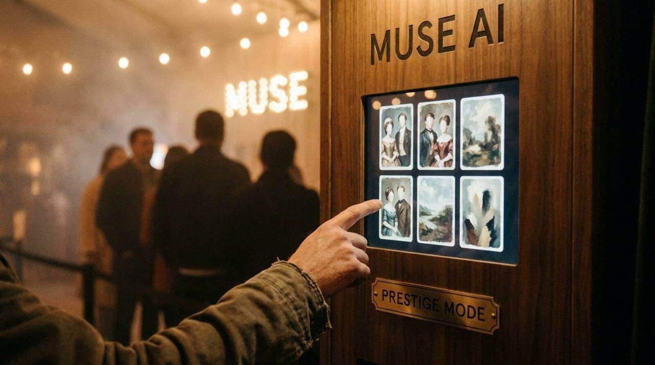 MUSE, AI Photobooth, shown deployed in an event environment