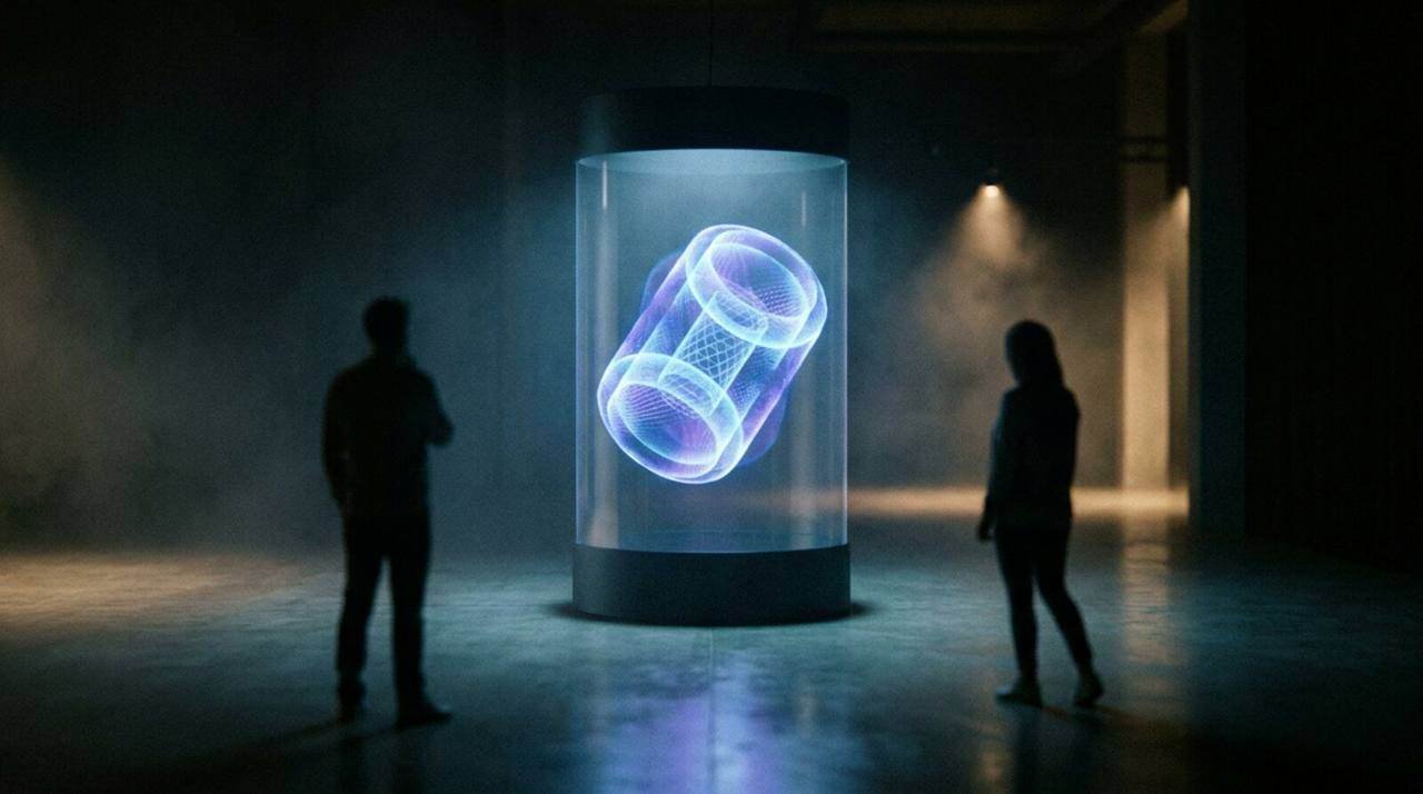 NEBULA, Volumetric 3D Screen, shown deployed in an event environment