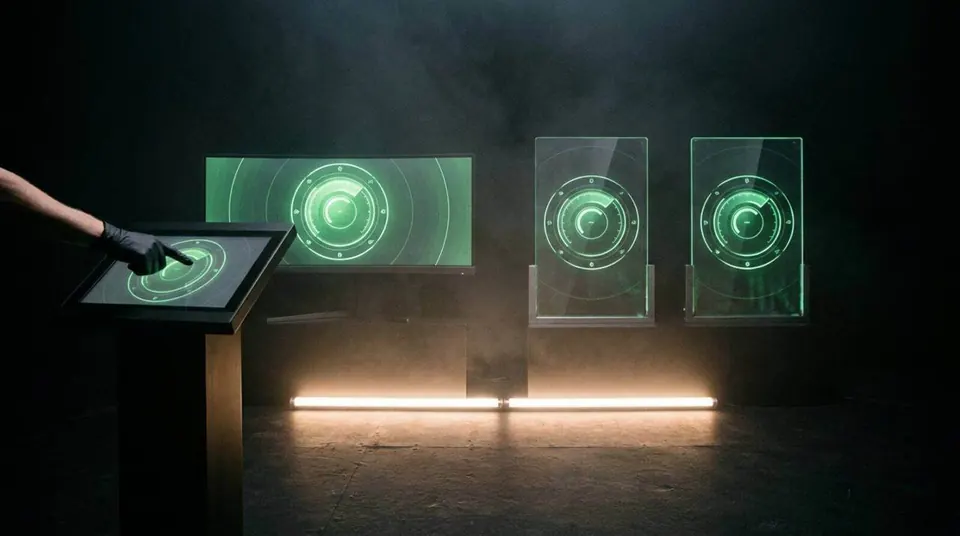 ROYALE, Premium Touchscreen Family, shown deployed in an event environment