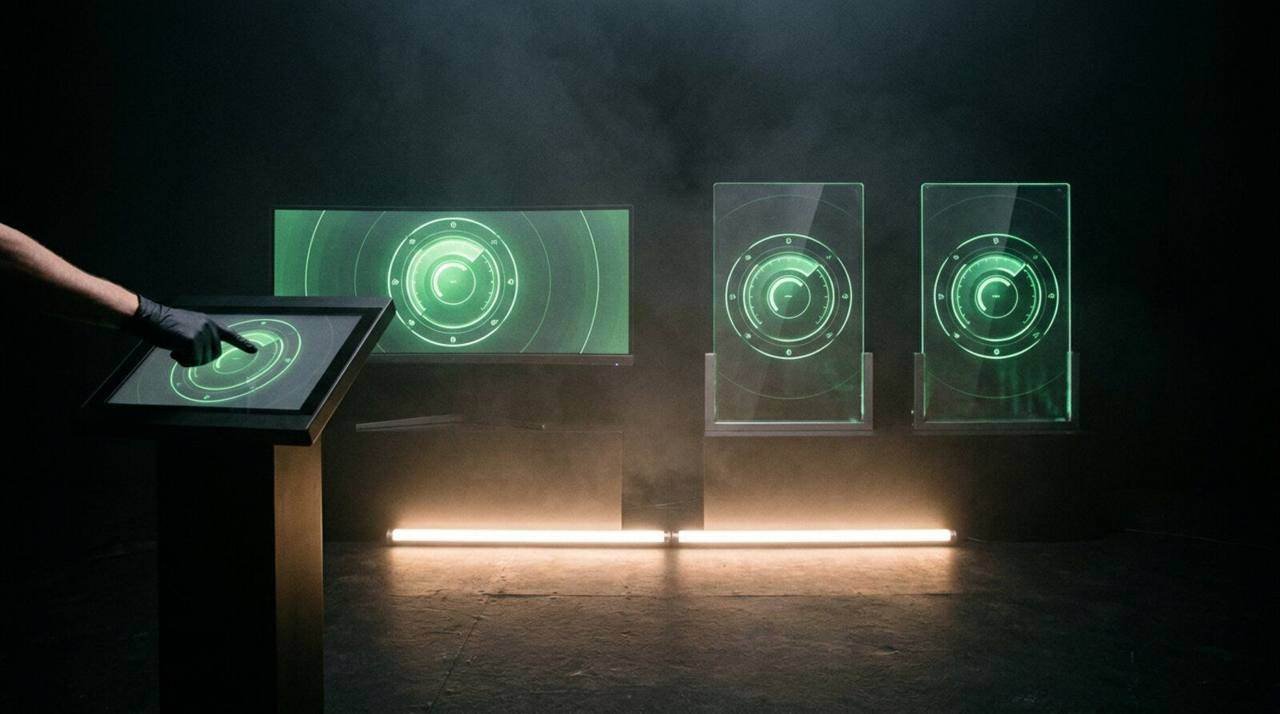 ROYALE, Premium Touchscreen Family, shown deployed in an event environment