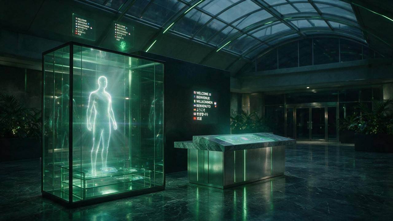 SIBYL, AI Digital Human Concierge, shown deployed in an event environment