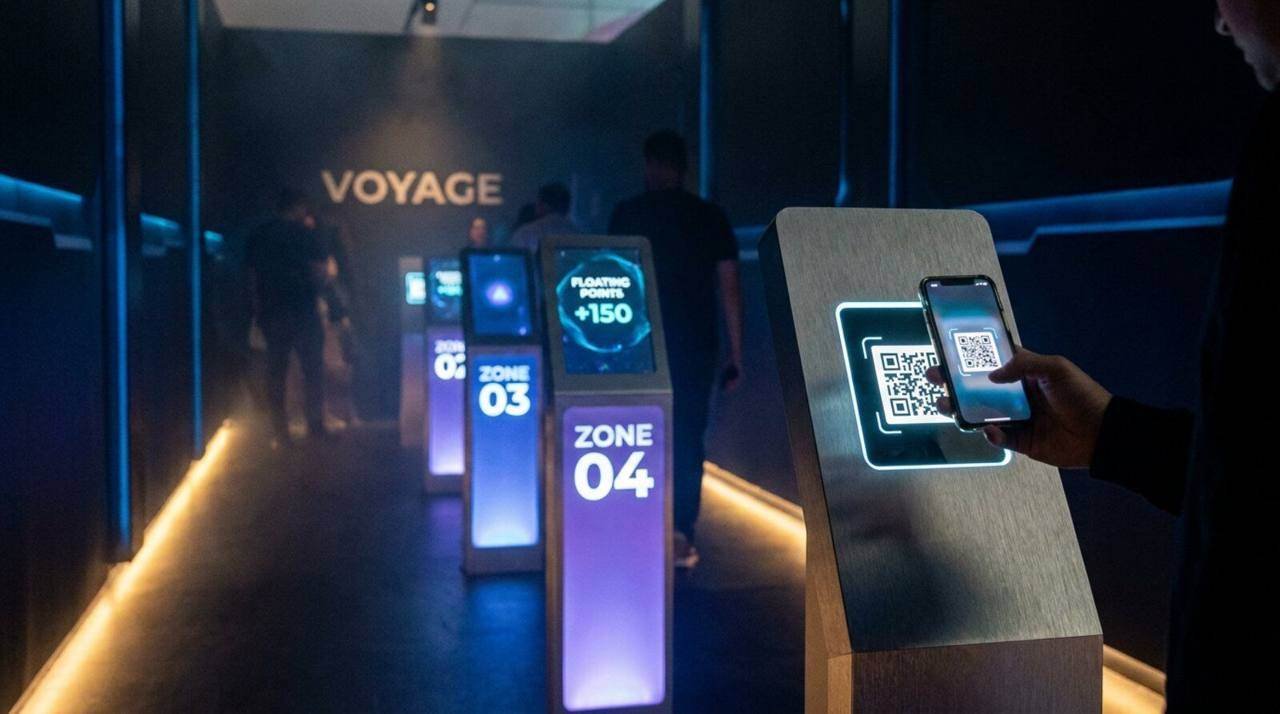 VOYAGE, Gamified QR Journey, shown deployed in an event environment