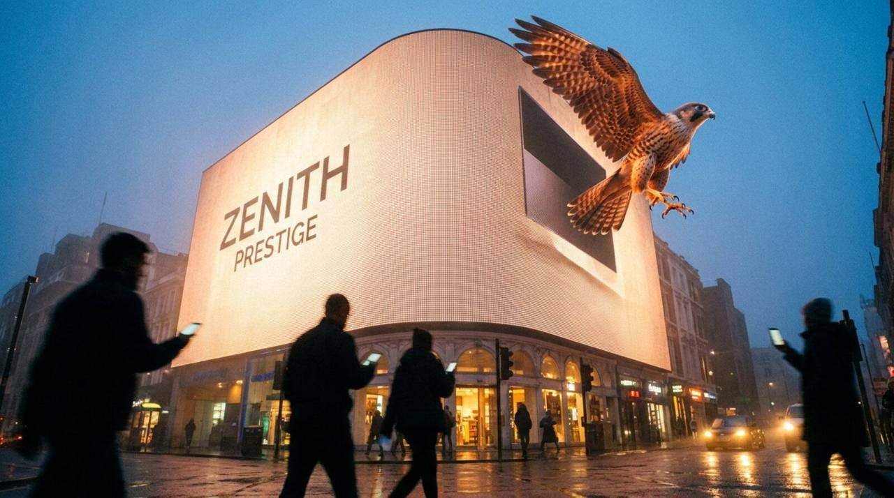 ZENITH, Anamorphic Billboard Screen, shown deployed in an event environment