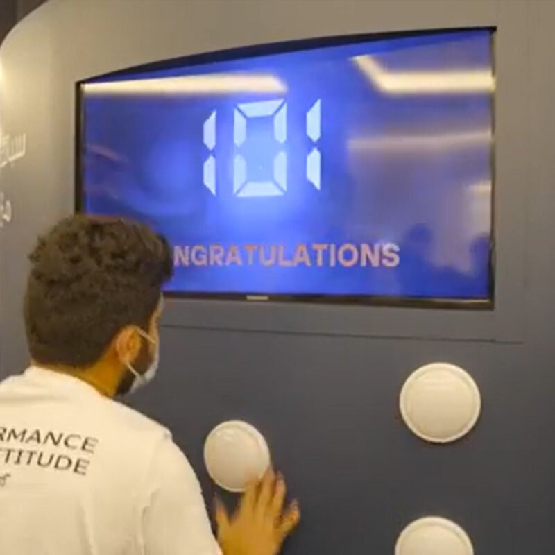 Custom branded reaction game built by FAIM