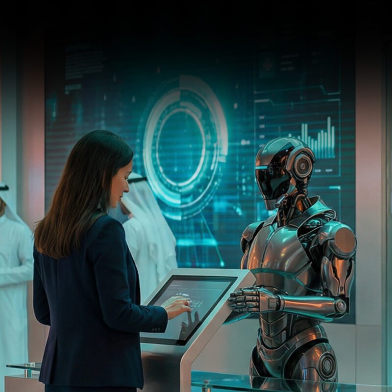 AI powered reception and registration desk built by FAIM