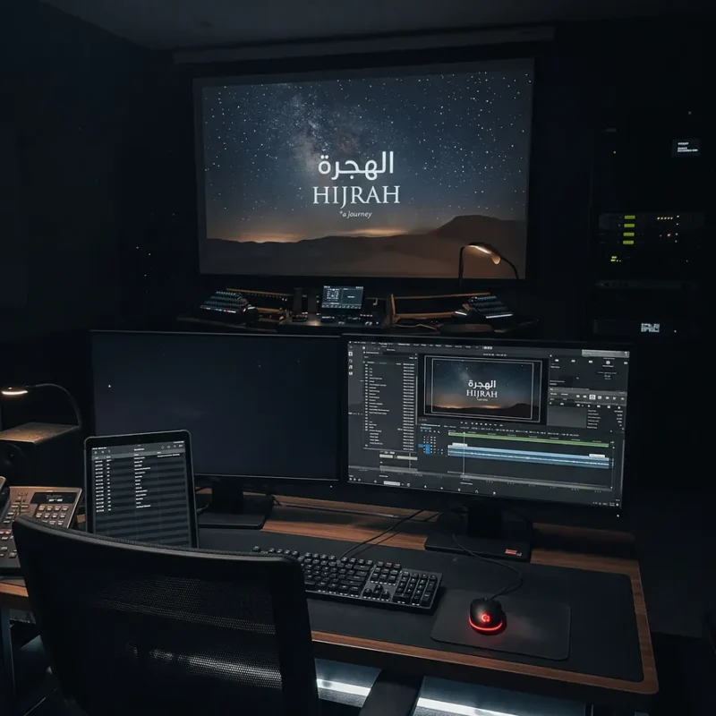 A FAIM edit suite finishing the Hijrah film