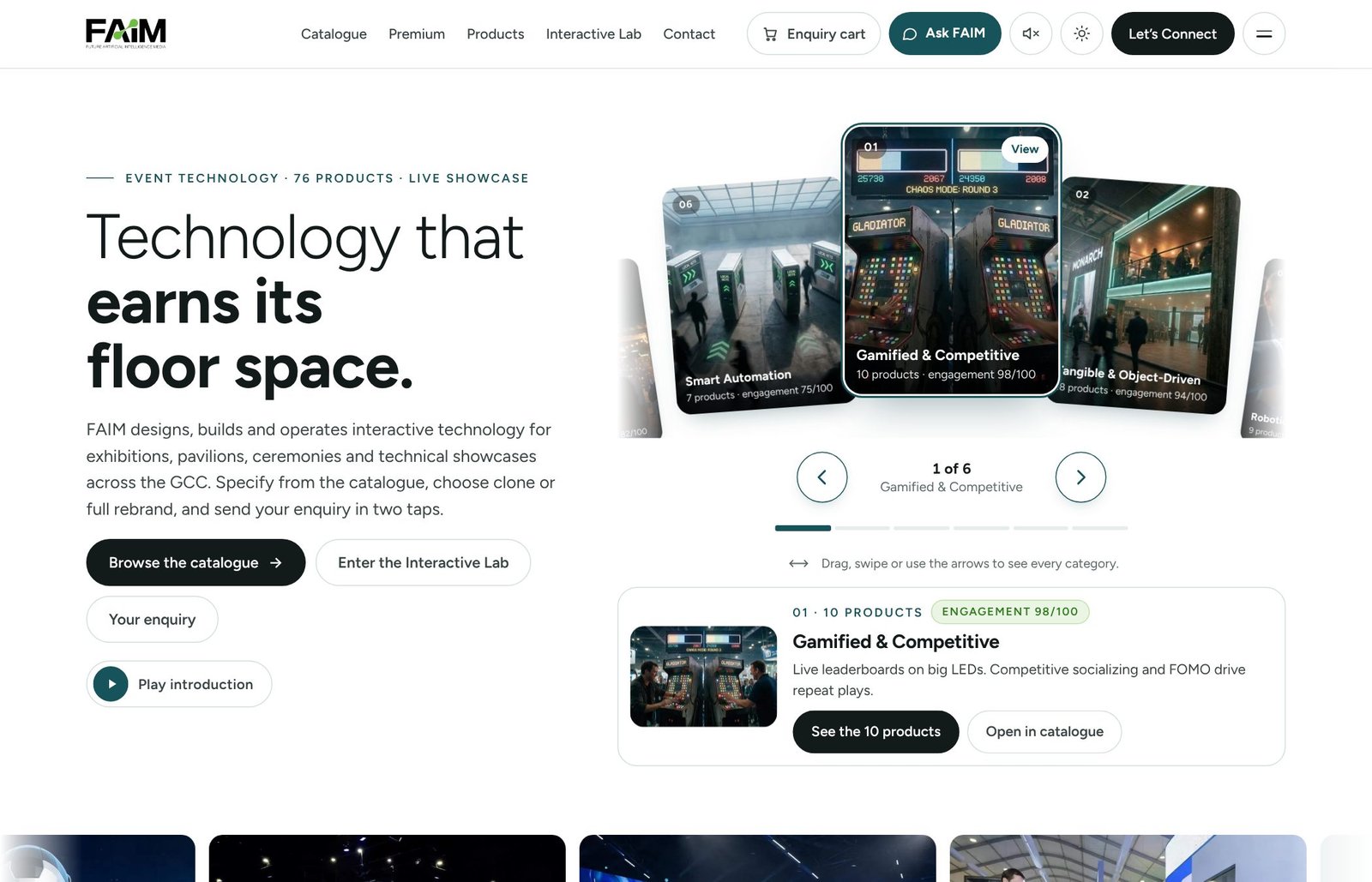 FAIM Experience Library catalogue of interactive event technology