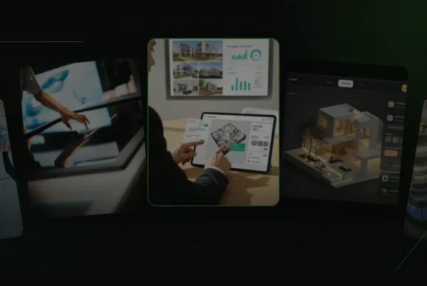 Eight FAIM interactive property experiences for Cityscape Bahrain 2026 arranged in an arc, with the property app selected