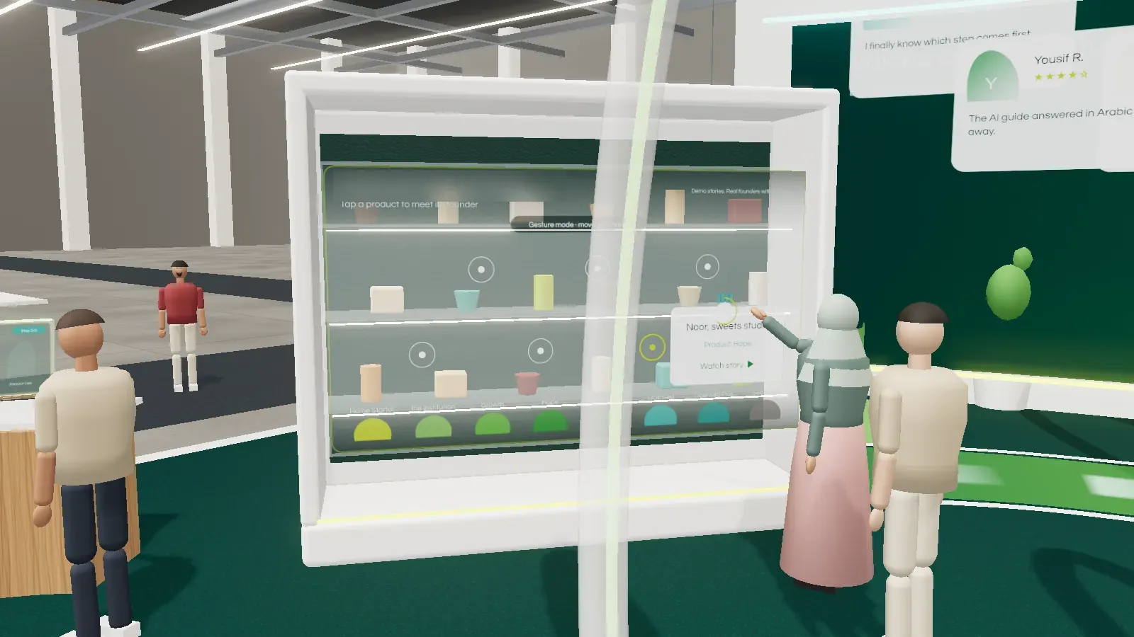 Founder product showcase cabinet explored by gesture
